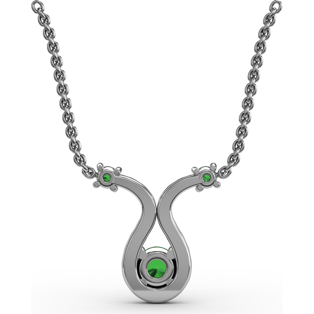 Openwork Pendant with Round Emeralds and Pavé Diamond Halo by Fana - 0.43 Carat Total Gemstone Weight