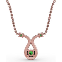 Openwork Pendant with Round Emeralds and Pavé Diamond Halo by Fana - 0.43 Carat Total Gemstone Weight