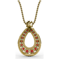 Openwork Teardrop Pendant with Pavé Diamonds and Prong-Set Round Rubies by Fana - 2.24 Carat Total Gemstone Weight
