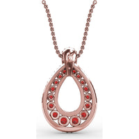 Openwork Teardrop Pendant with Pavé Diamonds and Prong-Set Round Rubies by Fana - 2.24 Carat Total Gemstone Weight