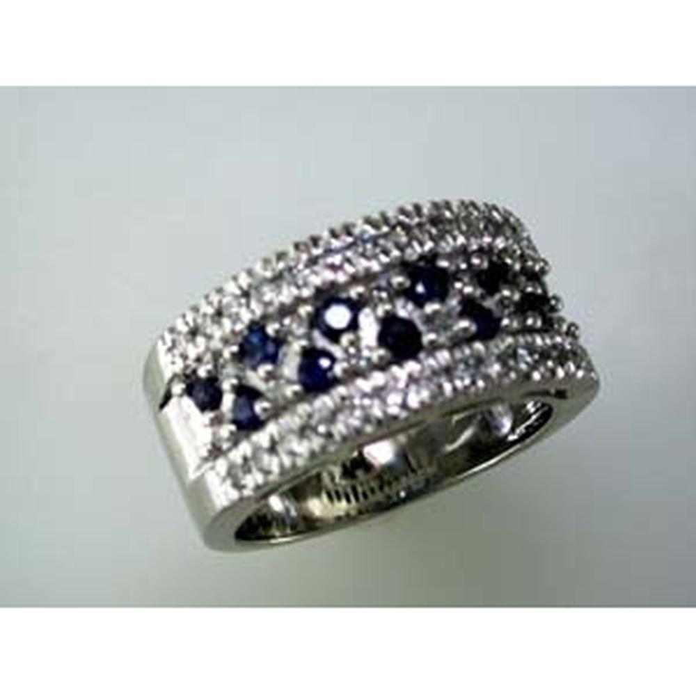 Opulent 14K White Gold 0.65 Carat Sapphire & 0.50 Carat Diamond Ring