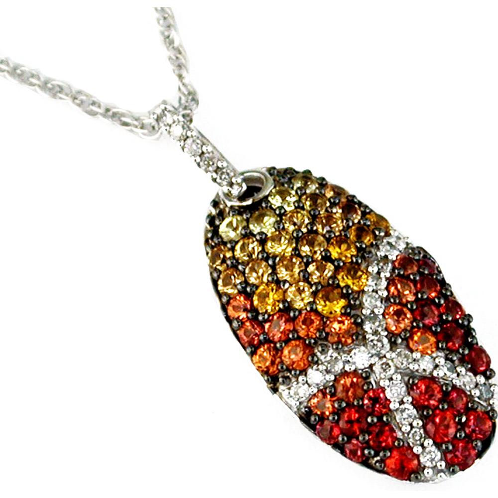 Opulent 14K White Gold Diamond & Fancy Sapphire Pendant