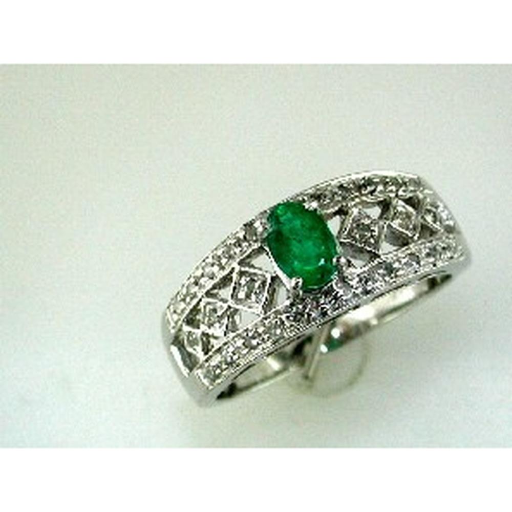 Opulent 14K White Gold Emerald and Diamond Ring - Timeless Elegance
