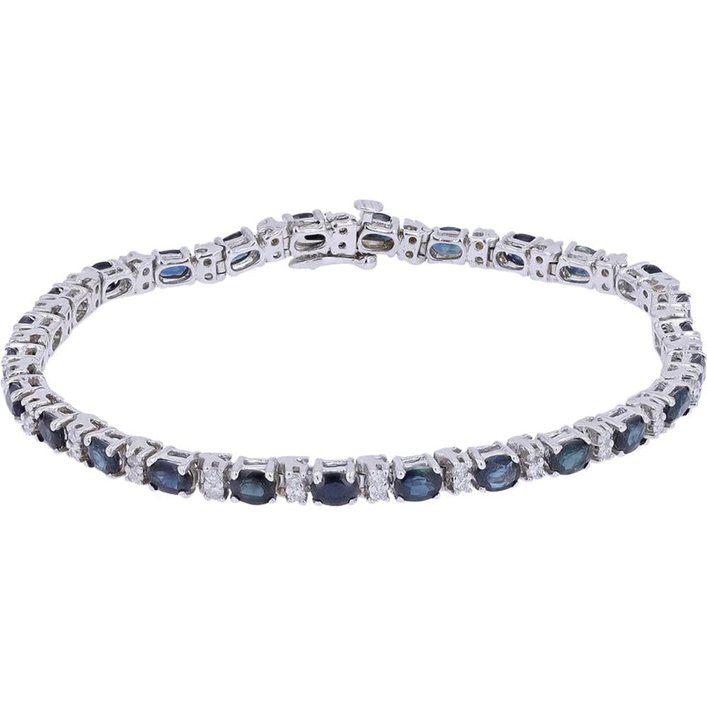 Opulent 14K White Gold Sapphire & Diamond Bracelet - Exquisite Luxury Jewelry