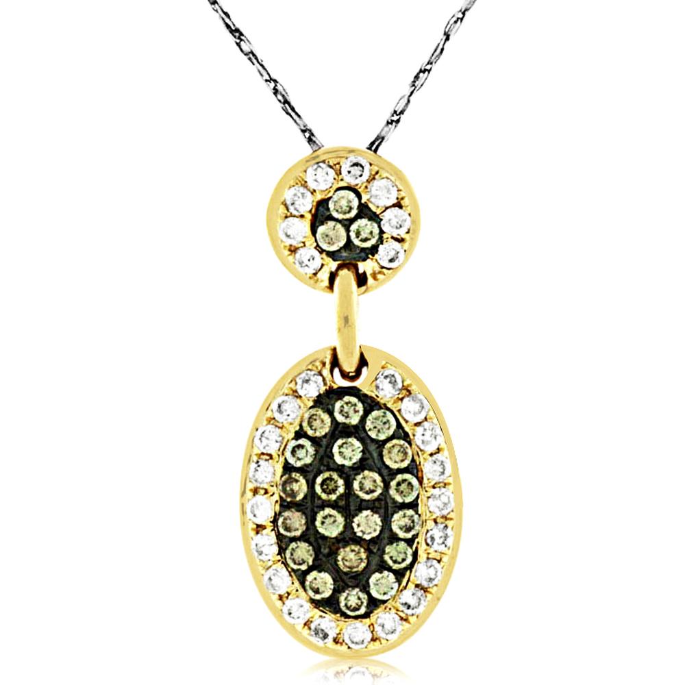 Opulent 14K Yellow Gold 0.22 Carat Mocha Diamond & 0.20 Carat Diamond Pendant