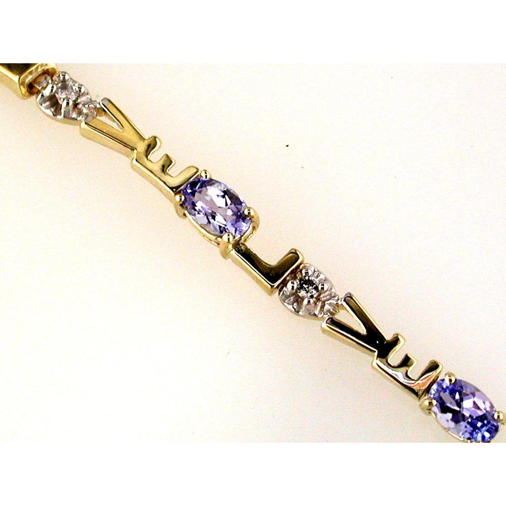 Opulent 14K Yellow Gold 1.90 Carat Tanzanite & 0.16 Carat Diamond Bracelet