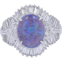 Opulent Opal Platinum Ring with Diamond Accents - 3.56 Carat Opal, 1.601 Carat Diamonds