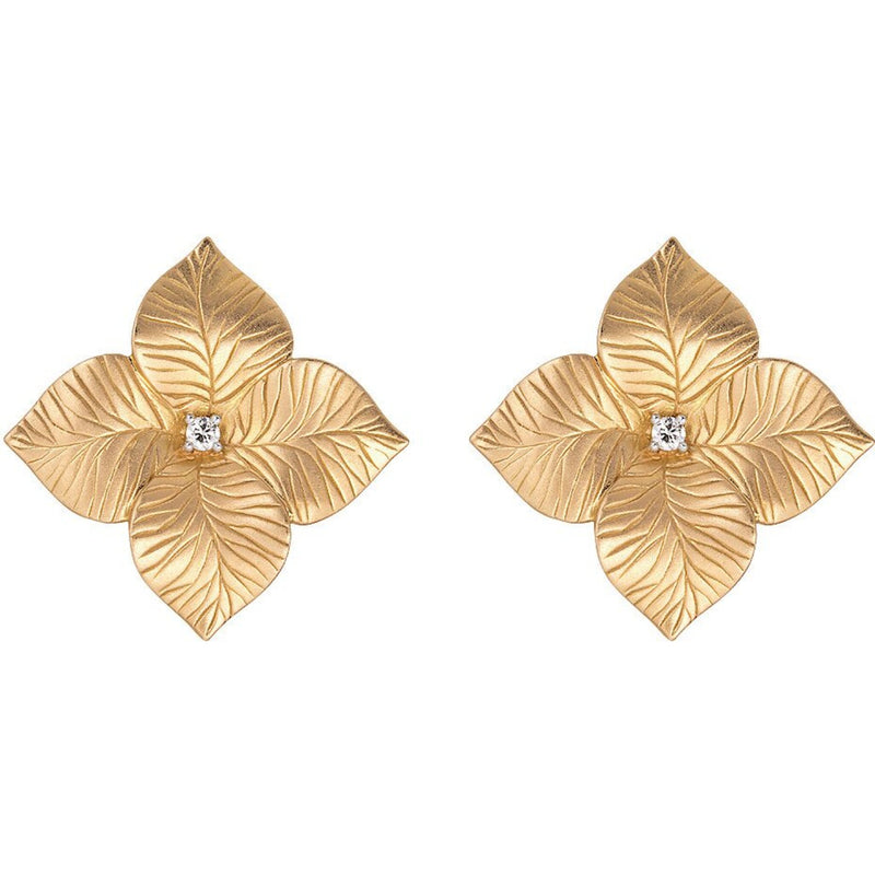 Piranesi - Oro Large Flower Earrings in Yellow Gold - 18K Yellow Gold