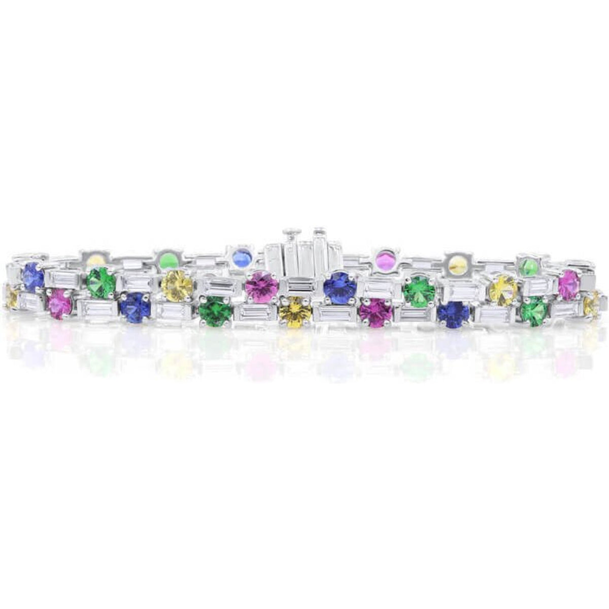 Oscar Heyman Bracelet with Multi-Colored Sapphires, Tsavorites and Baguette Diamonds