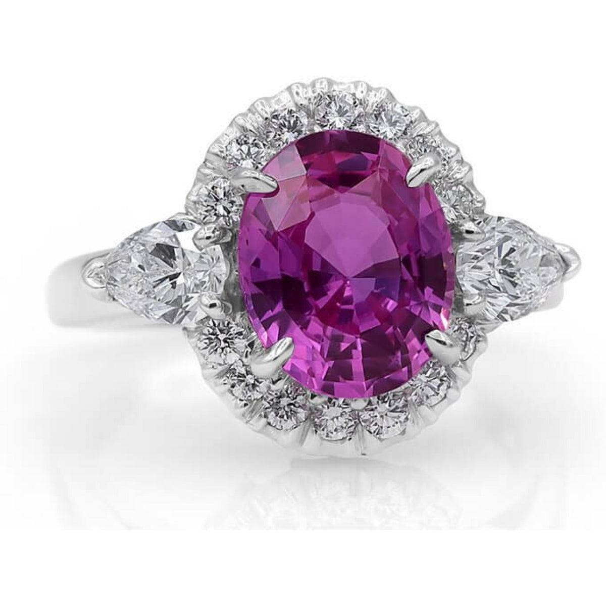 Oscar Heyman Platinum Pink Sapphire and Diamond Halo Ring