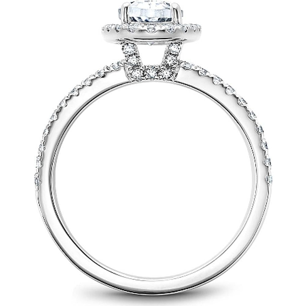 Oval Cut Diamond Engagement Ring with Double Halo and Split Band in White Gold by Noam Carver<em> - Choose Your Center Diamond: 1 to 5 Carats, Sustainable Lab-Grown or Natural Earth-Mined</em>