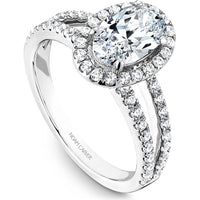 Oval Cut Diamond Engagement Ring with Double Halo and Split Band in White Gold by Noam Carver<em> - Choose Your Center Diamond: 1 to 5 Carats, Sustainable Lab-Grown or Natural Earth-Mined</em>