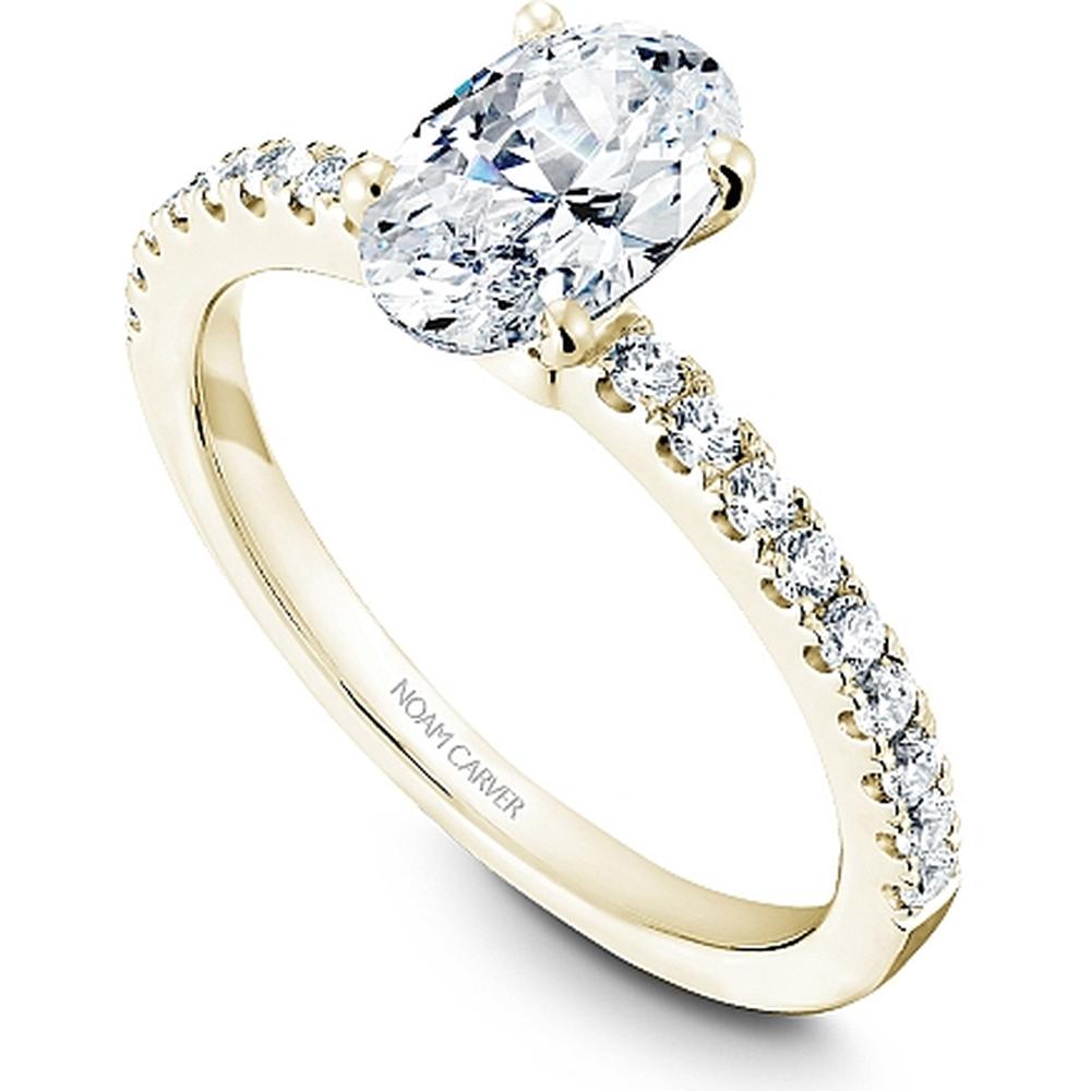 Oval Cut Diamond Engagement Ring with Four-Prong Setting and Micro-Pav&eacute; Band in Yellow Gold by Noam Carver<em> - Choose Your Center Diamond: 1 to 5 Carats, Sustainable Lab-Grown or Natural Earth-Mined</em>