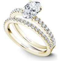 Oval Cut Diamond Engagement Ring with Four-Prong Setting and Micro-Pav&eacute; Band in Yellow Gold by Noam Carver<em> - Choose Your Center Diamond: 1 to 5 Carats, Sustainable Lab-Grown or Natural Earth-Mined</em>