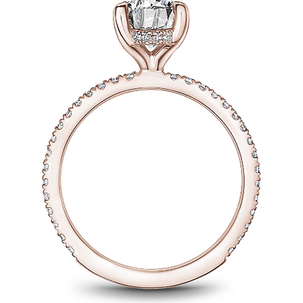 Oval Cut Diamond Engagement Ring with Four-Prong Setting and Pavé Band in Rose Gold by Noam Carver<em> - Choose Your Center Diamond: 1 to 5 Carats, Sustainable Lab-Grown or Natural Earth-Mined</em>