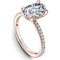 Oval Cut Diamond Engagement Ring with Four-Prong Setting and Pavé Band in Rose Gold by Noam Carver<em> - Choose Your Center Diamond: 1 to 5 Carats, Sustainable Lab-Grown or Natural Earth-Mined</em>