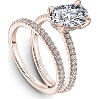 Oval Cut Diamond Engagement Ring with Four-Prong Setting and Pavé Band in Rose Gold by Noam Carver<em> - Choose Your Center Diamond: 1 to 5 Carats, Sustainable Lab-Grown or Natural Earth-Mined</em>