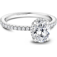 Oval Cut Diamond Engagement Ring with Four-Prong Setting and Pavé Band in White Gold by Noam Carver<em> - Choose Your Center Diamond: 1 to 5 Carats, Sustainable Lab-Grown or Natural Earth-Mined</em>
