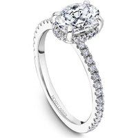 Oval Cut Diamond Engagement Ring with Four-Prong Setting and Pavé Band in White Gold by Noam Carver<em> - Choose Your Center Diamond: 1 to 5 Carats, Sustainable Lab-Grown or Natural Earth-Mined</em>