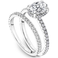 Oval Cut Diamond Engagement Ring with Four-Prong Setting and Pavé Band in White Gold by Noam Carver<em> - Choose Your Center Diamond: 1 to 5 Carats, Sustainable Lab-Grown or Natural Earth-Mined</em>