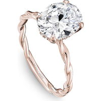 Oval Cut Diamond Engagement Ring with Four-Prong Setting and Twisted Band in Rose Gold by Noam Carver<em> - Choose Your Center Diamond: 1 to 5 Carats, Sustainable Lab-Grown or Natural Earth-Mined</em>