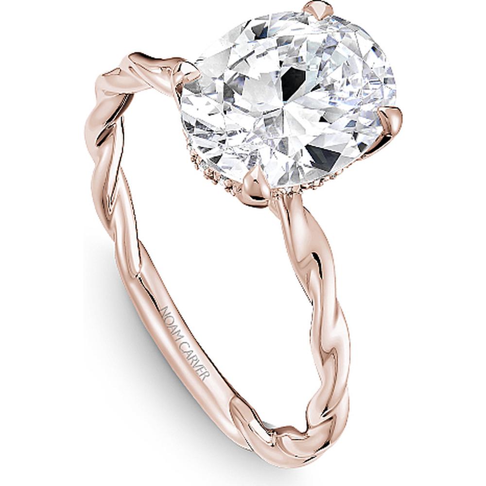 Oval Cut Diamond Engagement Ring with Four-Prong Setting and Twisted Band in Rose Gold by Noam Carver<em> - Choose Your Center Diamond: 1 to 5 Carats, Sustainable Lab-Grown or Natural Earth-Mined</em>