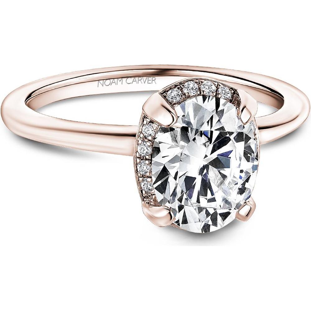 Oval Cut Diamond Engagement Ring with Halo and Accent Stones in Rose Gold by Noam Carver<em> - Choose Your Center Diamond: 1 to 5 Carats, Sustainable Lab-Grown or Natural Earth-Mined</em>