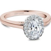 Oval Cut Diamond Engagement Ring with Halo and Hand-Set Diamonds in Rose Gold by Noam Carver<em> - Choose Your Center Diamond: 1 to 5 Carats, Sustainable Lab-Grown or Natural Earth-Mined</em>
