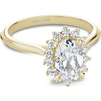 Oval Cut Diamond Engagement Ring with Halo and Milgrain Detail in Yellow Gold by Noam Carver<em> - Choose Your Center Diamond: 1 to 5 Carats, Sustainable Lab-Grown or Natural Earth-Mined</em>