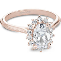 Oval Cut Diamond Engagement Ring with Halo and Milgrain Detailing in Rose Gold by Noam Carver<em> - Choose Your Center Diamond: 1 to 5 Carats, Sustainable Lab-Grown or Natural Earth-Mined</em>