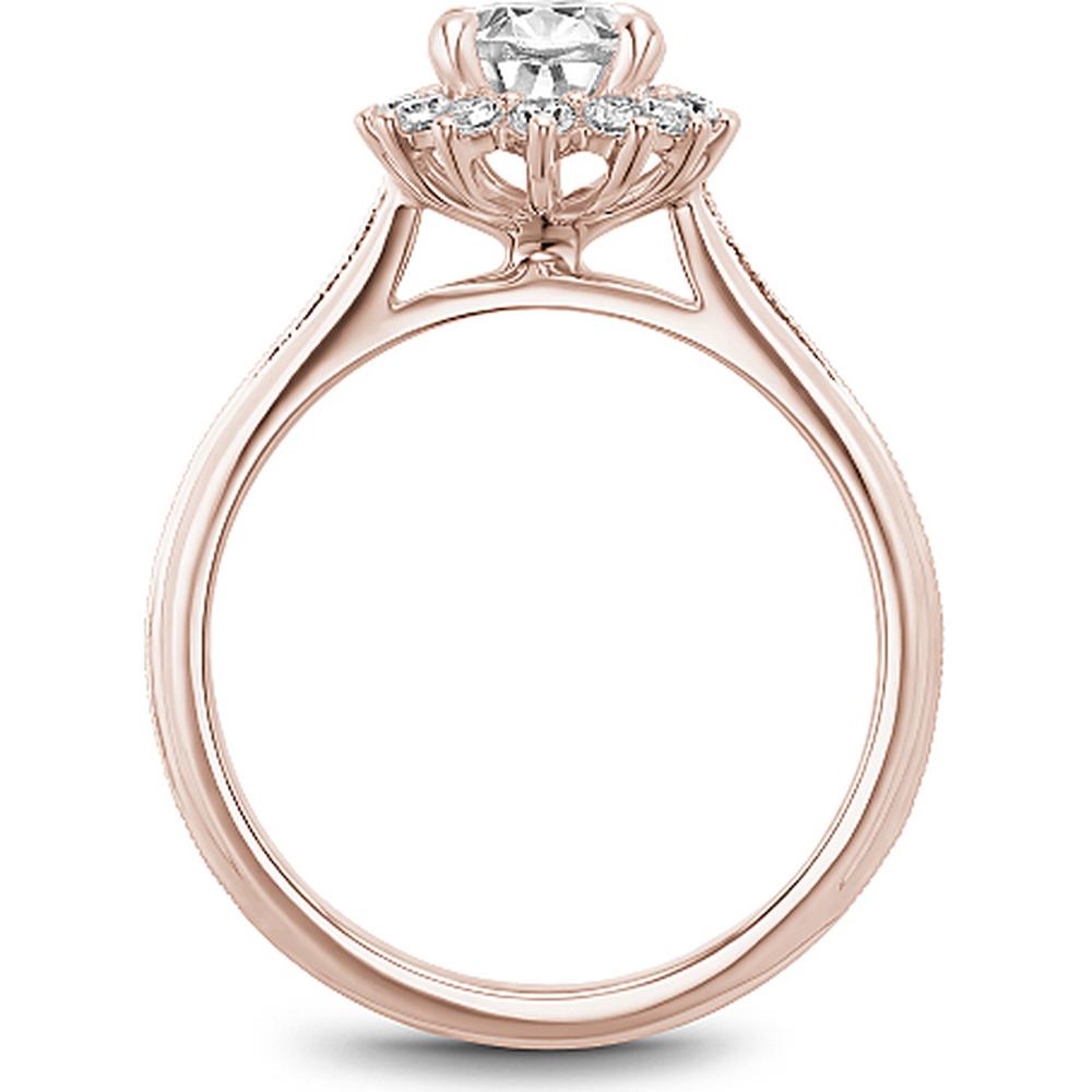 Oval Cut Diamond Engagement Ring with Halo and Milgrain Detailing in Rose Gold by Noam Carver<em> - Choose Your Center Diamond: 1 to 5 Carats, Sustainable Lab-Grown or Natural Earth-Mined</em>