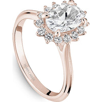 Oval Cut Diamond Engagement Ring with Halo and Milgrain Detailing in Rose Gold by Noam Carver<em> - Choose Your Center Diamond: 1 to 5 Carats, Sustainable Lab-Grown or Natural Earth-Mined</em>