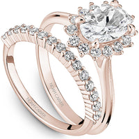 Oval Cut Diamond Engagement Ring with Halo and Milgrain Detailing in Rose Gold by Noam Carver<em> - Choose Your Center Diamond: 1 to 5 Carats, Sustainable Lab-Grown or Natural Earth-Mined</em>