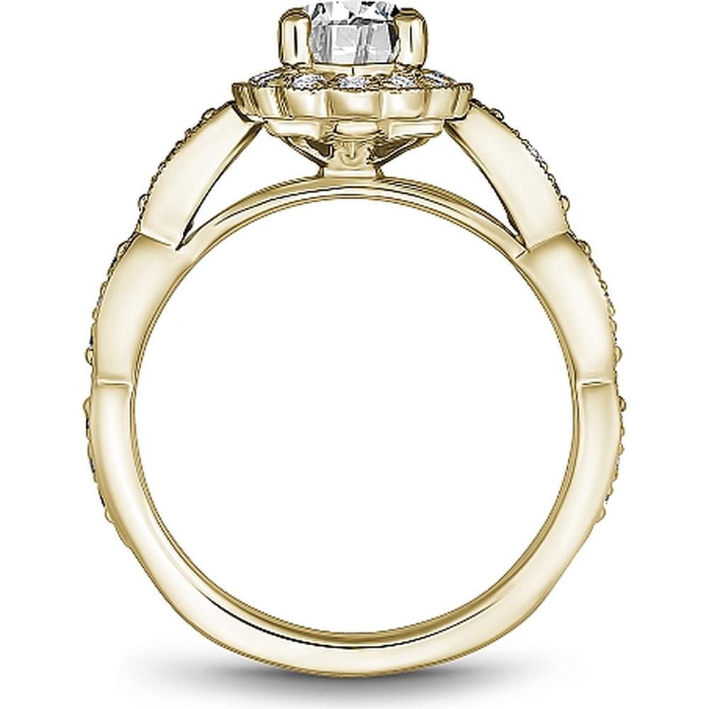 Oval Cut Diamond Engagement Ring with Halo and Milgrain Pavé Band in Yellow Gold by Noam Carver<em> - Choose Your Center Diamond: 1 to 5 Carats, Sustainable Lab-Grown or Natural Earth-Mined</em>