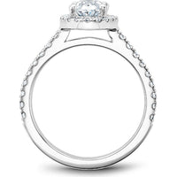 Oval Cut Diamond Engagement Ring with Halo and Pav&eacute; Band in White Gold by Noam Carver<em> - Choose Your Center Diamond: 1 to 5 Carats, Sustainable Lab-Grown or Natural Earth-Mined</em>