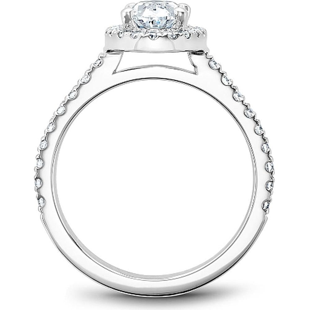Oval Cut Diamond Engagement Ring with Halo and Pav&eacute; Band in White Gold by Noam Carver<em> - Choose Your Center Diamond: 1 to 5 Carats, Sustainable Lab-Grown or Natural Earth-Mined</em>