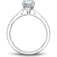 Oval Cut Diamond Engagement Ring with Halo and Pavé Band in White Gold by Noam Carver<em> - Choose Your Center Diamond: 1 to 5 Carats, Sustainable Lab-Grown or Natural Earth-Mined</em>