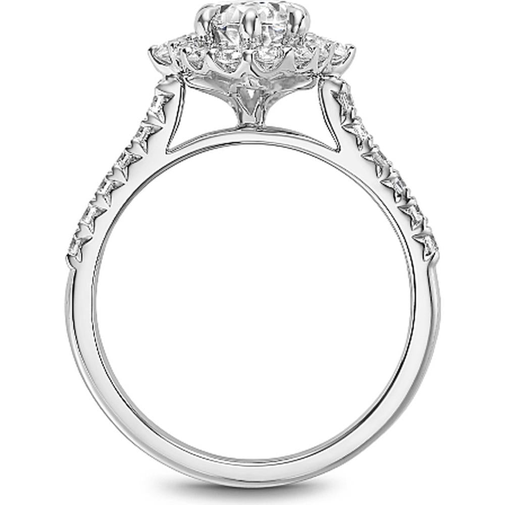 Oval Cut Diamond Engagement Ring with Halo and Pavé Band in White Gold by Noam Carver<em> - Choose Your Center Diamond: 1 to 5 Carats, Sustainable Lab-Grown or Natural Earth-Mined</em>