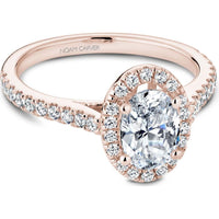 Oval Cut Diamond Engagement Ring with Halo and Pavé-Set Band in Rose Gold by Noam Carver<em> - Choose Your Center Diamond: 1 to 5 Carats, Sustainable Lab-Grown or Natural Earth-Mined</em>