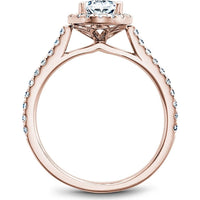 Oval Cut Diamond Engagement Ring with Halo and Pavé-Set Band in Rose Gold by Noam Carver<em> - Choose Your Center Diamond: 1 to 5 Carats, Sustainable Lab-Grown or Natural Earth-Mined</em>