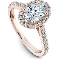 Oval Cut Diamond Engagement Ring with Halo and Pavé-Set Band in Rose Gold by Noam Carver<em> - Choose Your Center Diamond: 1 to 5 Carats, Sustainable Lab-Grown or Natural Earth-Mined</em>