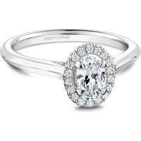 Oval Cut Diamond Engagement Ring with Halo and Prong Setting in White Gold by Noam Carver<em> - Choose Your Center Diamond: 1 to 5 Carats, Sustainable Lab-Grown or Natural Earth-Mined</em>