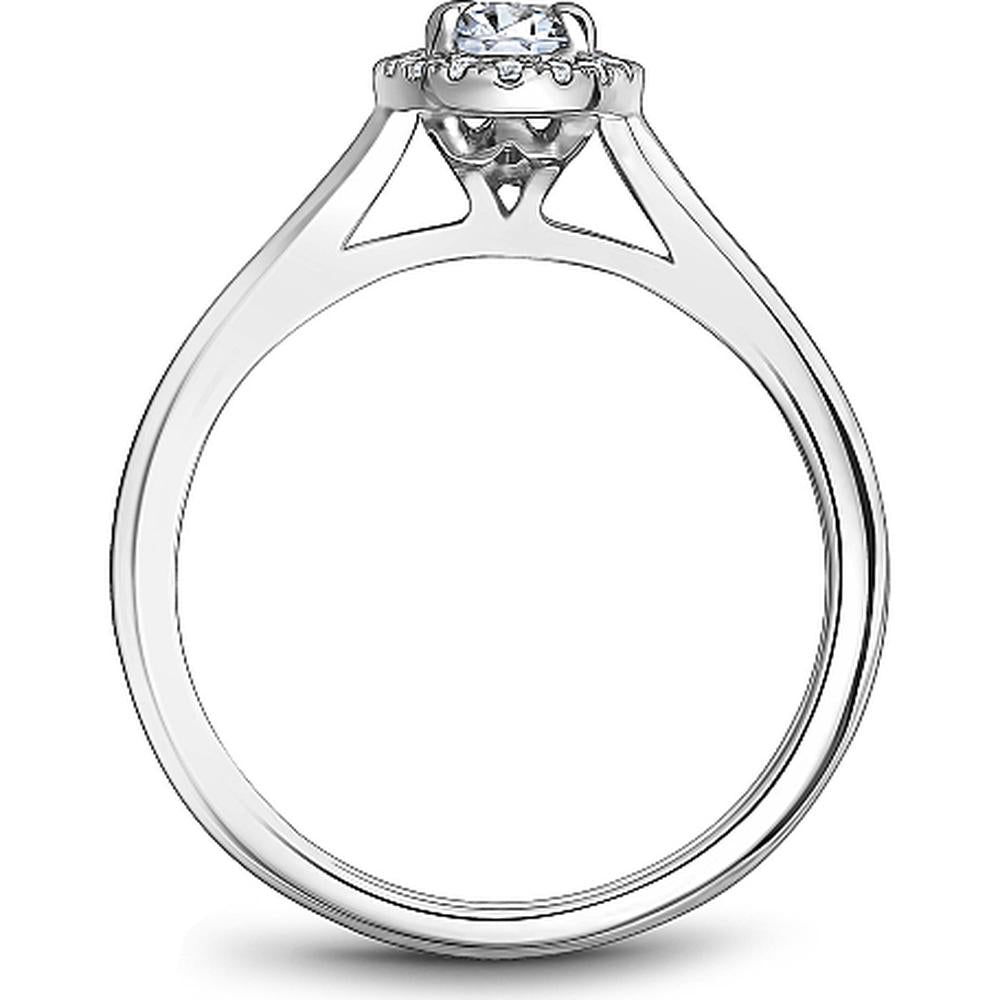 Oval Cut Diamond Engagement Ring with Halo and Prong Setting in White Gold by Noam Carver<em> - Choose Your Center Diamond: 1 to 5 Carats, Sustainable Lab-Grown or Natural Earth-Mined</em>