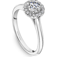 Oval Cut Diamond Engagement Ring with Halo and Prong Setting in White Gold by Noam Carver<em> - Choose Your Center Diamond: 1 to 5 Carats, Sustainable Lab-Grown or Natural Earth-Mined</em>
