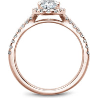 Oval Cut Diamond Engagement Ring with Halo and Split Shank Pavé Band in Rose Gold by Noam Carver<em> - Choose Your Center Diamond: 1 to 5 Carats, Sustainable Lab-Grown or Natural Earth-Mined</em>