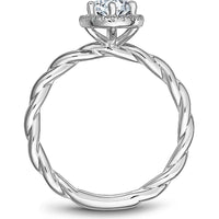 Oval Cut Diamond Engagement Ring with Halo and Twisted Band in White Gold by Noam Carver<em> - Choose Your Center Diamond: 1 to 5 Carats, Sustainable Lab-Grown or Natural Earth-Mined</em>