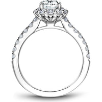 Oval Cut Diamond Engagement Ring with Halo Setting and Diamond-Studded Band in White Gold by Noam Carver<em> - Choose Your Center Diamond: 1 to 5 Carats, Sustainable Lab-Grown or Natural Earth-Mined</em>