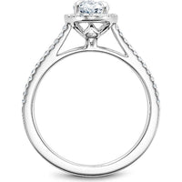 Oval Cut Diamond Engagement Ring with Halo Setting and Pavé Band in White Gold by Noam Carver<em> - Choose Your Center Diamond: 1 to 5 Carats, Sustainable Lab-Grown or Natural Earth-Mined</em>