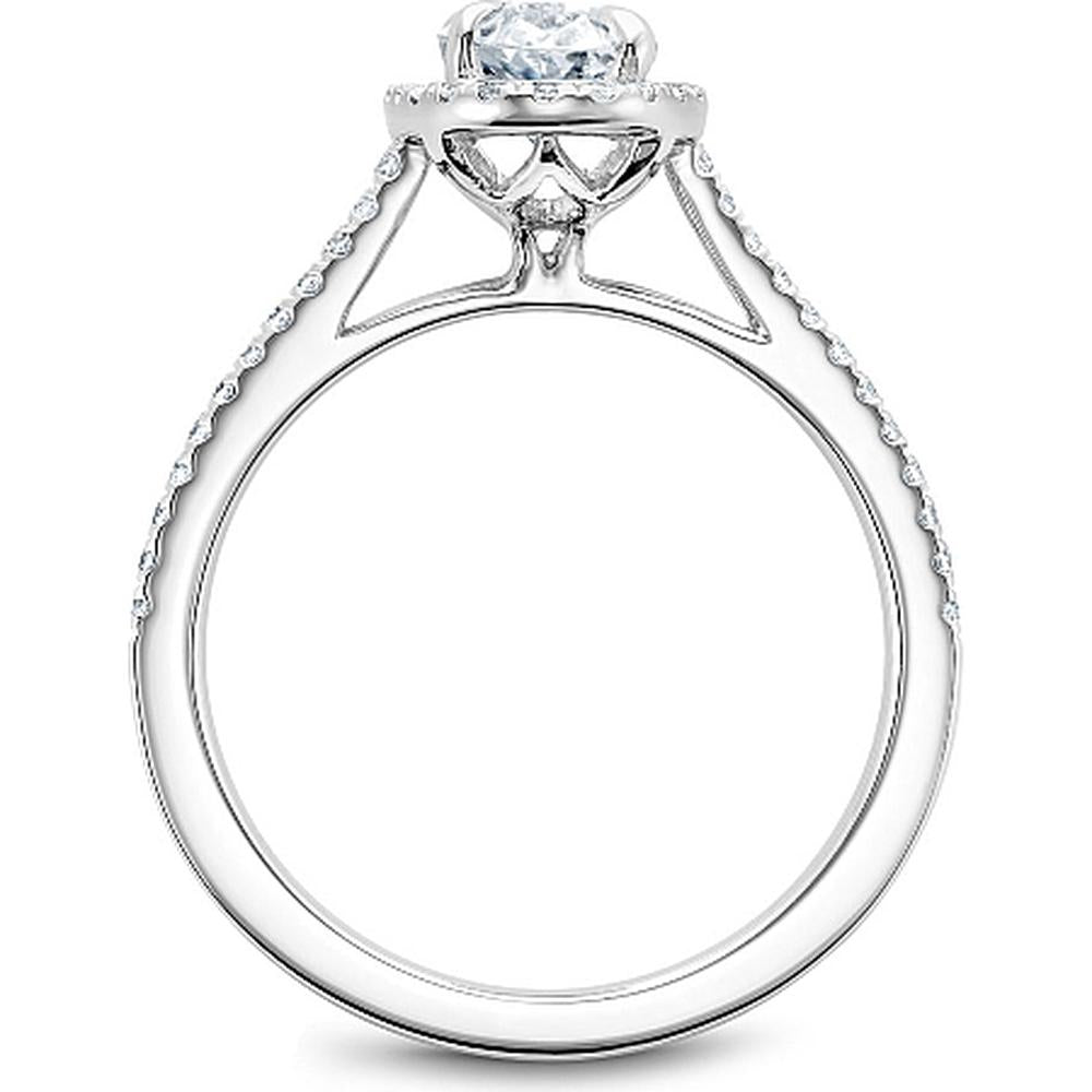 Oval Cut Diamond Engagement Ring with Halo Setting and Pavé Band in White Gold by Noam Carver<em> - Choose Your Center Diamond: 1 to 5 Carats, Sustainable Lab-Grown or Natural Earth-Mined</em>