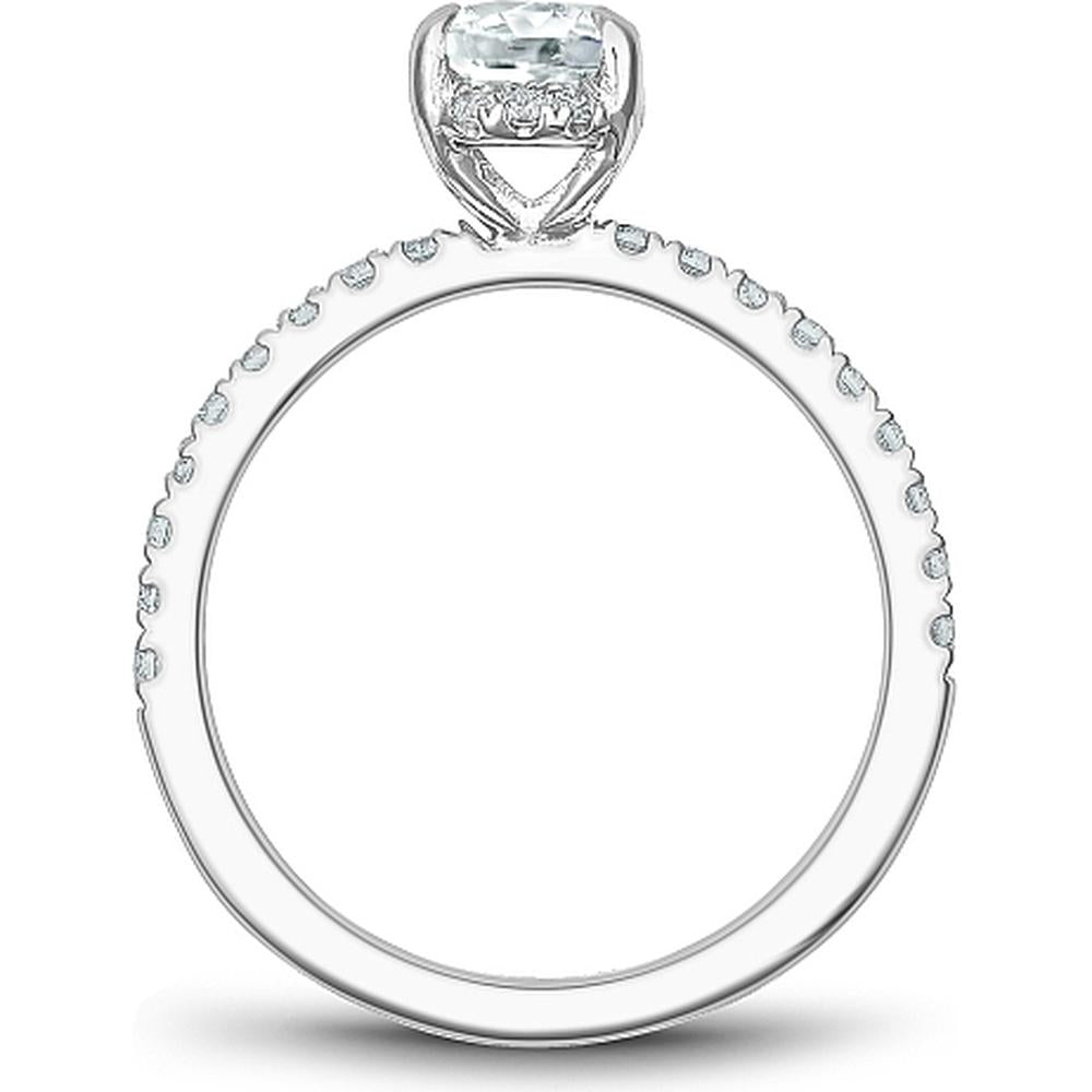 Oval Cut Diamond Engagement Ring with Hidden Halo and Pavé-Set Band in White Gold by Noam Carver<em> - Choose Your Center Diamond: 1 to 5 Carats, Sustainable Lab-Grown or Natural Earth-Mined</em>
